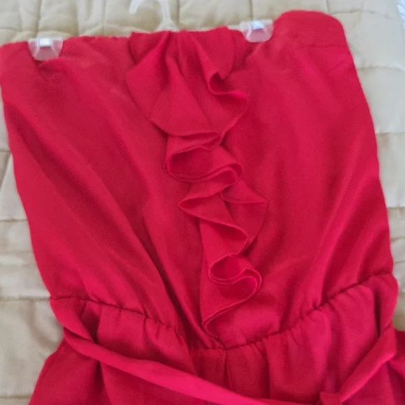 Express Red Ruffled Jumpsuit - Picture 6 of 8